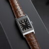 Handmade leather watch strap Brown Alligator Round-scale