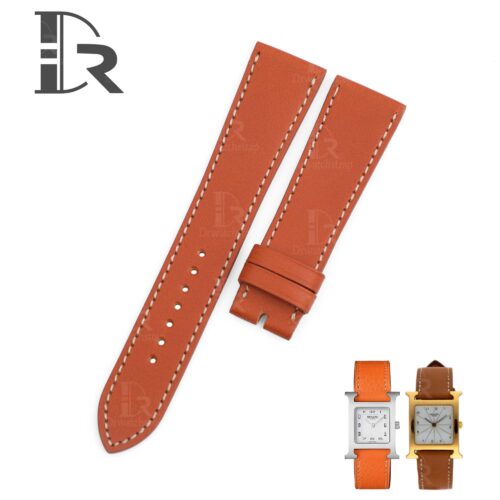Premium best quality custom OEM orange calfskin 20mm single tour sinlge wrap leather band and watch strap replacement for Hermes Heure H and Hermes Cape Cod luxury watches - Shop the high-end calf material straps and watchbands online at a low price