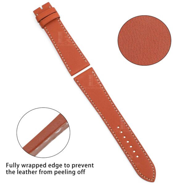 Premium best quality custom OEM orange calfskin 20mm single tour sinlge wrap leather band and watch strap replacement for Hermes Heure H and Hermes Cape Cod luxury watches - Shop the high-end calf material straps and watch bands online at a low price