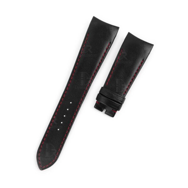 Curved End Black Leather Strap red stitching Replacement for Tudor Fastrider Ducati Red Chronograph 42000cr 42010n 42000 24mm 22mm