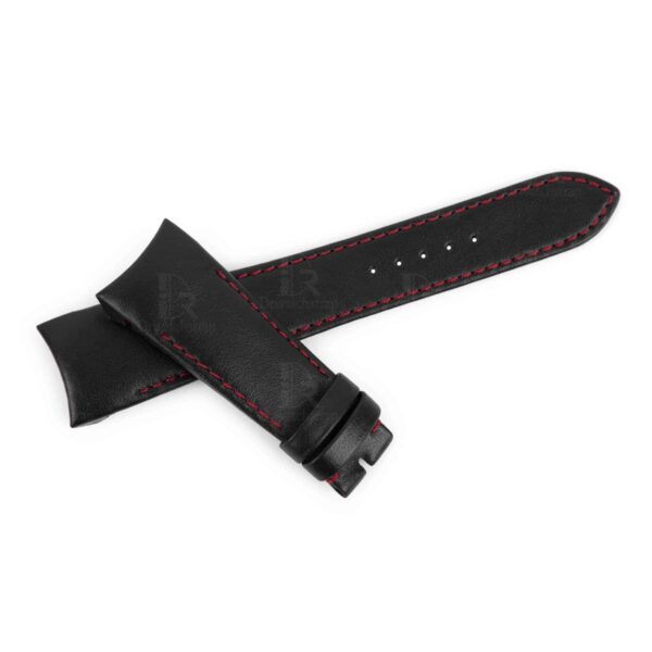 Curved End Black Leather Strap red stitching Replacement for Tudor Fastrider Ducati Red Chronograph 42000cr 42010n 42000 24mm 22mm