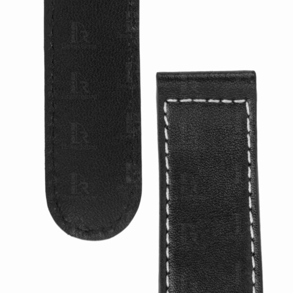 Full-stitched black leather with white stitching - strap for Oris BC4