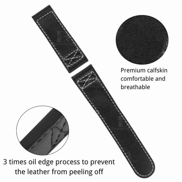 Custom aftermarket watch Oris BC4 straps and watch bands replacement for sale - black calf leather with white stitching watchbands online with red black brown orange strap or bracelet