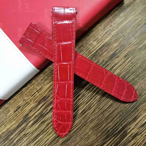 Quick release best quality alligator crocodile New Cartier Santos Quickswitch replacement leather straps amd watch bands for sale - High-end leather Cartier Santos Red strap fit for 40mm Large and 35mm Medium size online at a discount price