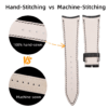 Audemars Piguet Millenary curved end leather watch band hand-stitching vs machine stitching