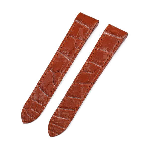Custom Alligator Brown leather watch band for Cartier Santos Galbee strap replacement old style guarantee fit