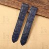 Custom Alligator Deep blue leather watch band for Cartier Santos Galbee strap replacement old style guarantee fit