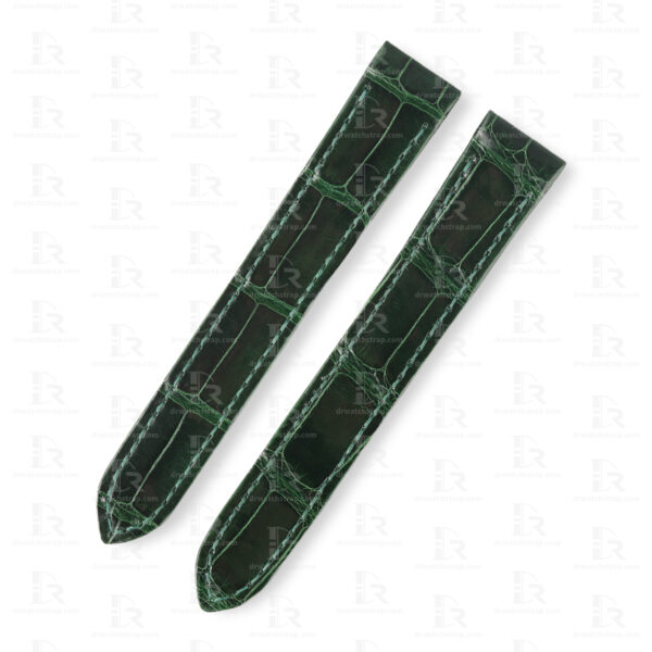 Custom Green Alligator leather watch band for Cartier Santos Galbee strap replacement old style guarantee fit