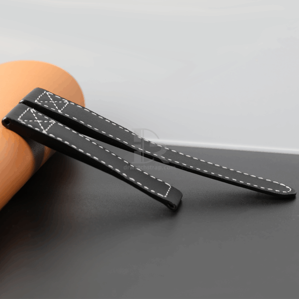 Custom Oris BC4 straps and watch bands replacement for sale black calf leather with white stitching