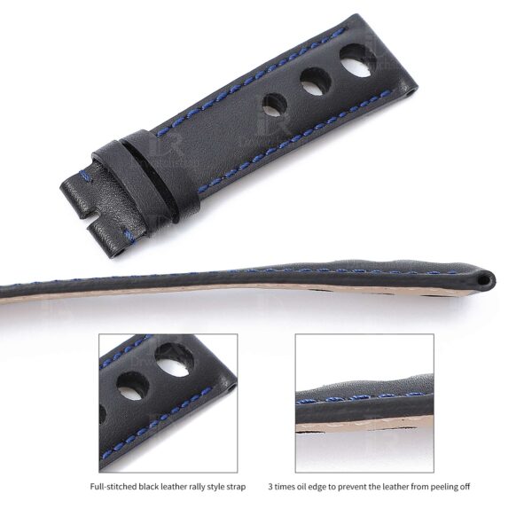 High-quality premium black calf leather replacement watch Chopard Mille Miglia strap and watch band for ladies men online for sale - Chopard leather watch straps and watchbands shipped to UK, US and all over the world at a low price