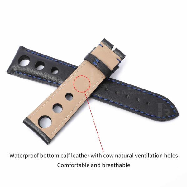High-quality premium black calf leather replacement watch Chopard Mille Miglia strap and watch band for ladies men online for sale - Chopard leather watch straps shipped to UK, US and all over the world at a low price