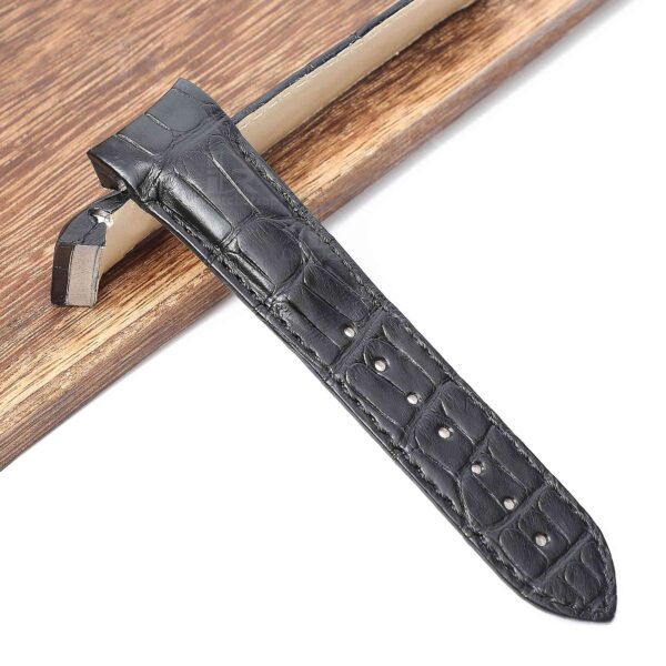 Buy custom black leather watch strap for Omega De Ville X2 Big Date replacement