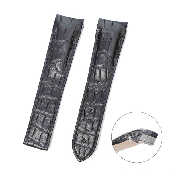 Replacement black leather watch band for Omega De Ville X2 Big Date for sale