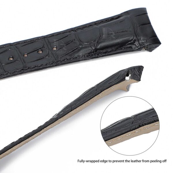 Buy custom black leather watch strap for Omega De Ville X2 Big Date replacement