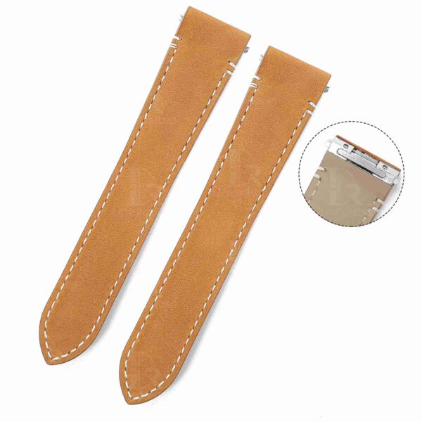 Quick release calfskin Cartier Santos quickswitch Brown leather watch strap replacement with an interchangeable system leather watchbands for men's women's Cartier Santos Larga Medium watches.