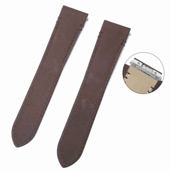Premium best quality OEM Quick dark brown release calfskin Cartier Santos quickswitch leather watch strap and watch band replacement with an interchangeable system for Cartier de Santos Medium Large men's women's watches online - Shop the handmade calf material watchbands at a low price