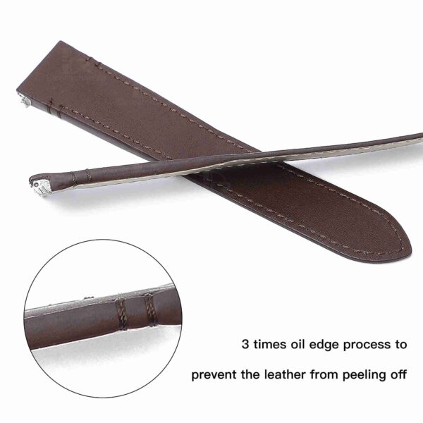 3 times oil edge process to prevent the leahter from peeling off - Premium Quick release calfskin Cartier Santos quickswitch black leather watch strap & watch band replacement with an interchangeable system for men's women's Cartier Santos Larga Medium watches for sale - Shop the best quality Santos de Cartier straps and watchbands at a low price