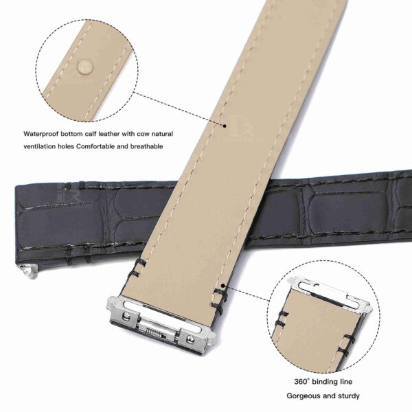 Best quality Genuine Alligator Quickswitch Black leather Cartier quickswitch straps & watchbands for Cartier Santos Medium Large Watches for sale - Custom leather watchband with Easy Change system at low price