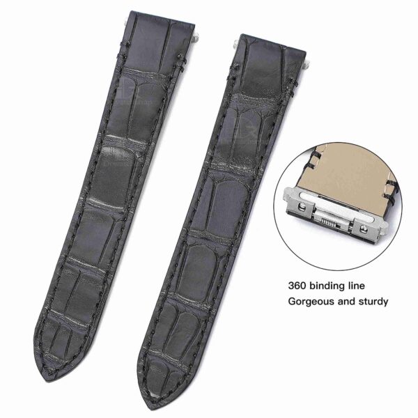 Best quality Genuine Alligator Quickswitch Black leather Cartier quickswitch straps & watchbands for Cartier Santos Medium Large Watches for sale - Custom leather watchband with Easy Change system at low price