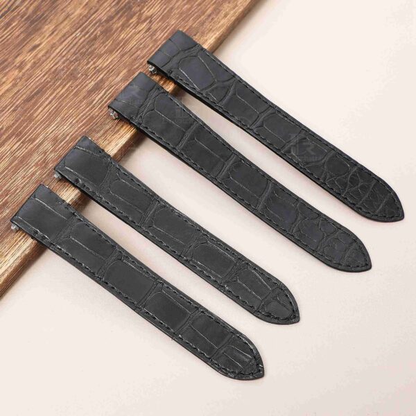 Best quality Genuine Alligator Quickswitch Black leather Cartier quickswitch straps & watchbands for Cartier Santos L XL watches for sale - Custom leather watchband with Easy Change system at low price