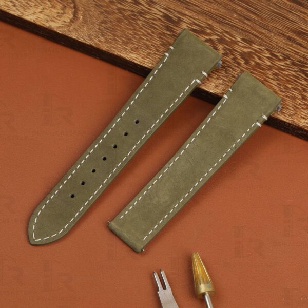 Bey Custom Cartier Santos Large Medium Oliver Green suede leather watch bands 21mm