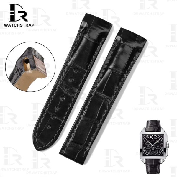 Custom Omega De Ville X2 Black Belly Scale American Alligator leather strap (1)