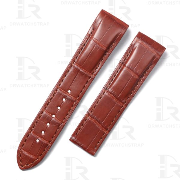 Custom Omega De Ville X2 Brown Belly Scale American Alligator leather strap