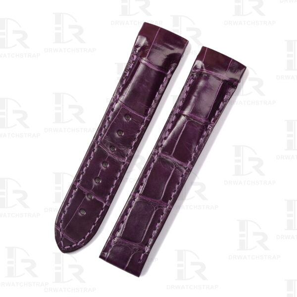 Custom Omega De Ville X2 Purple Belly Scale American Alligator leather strap (1)
