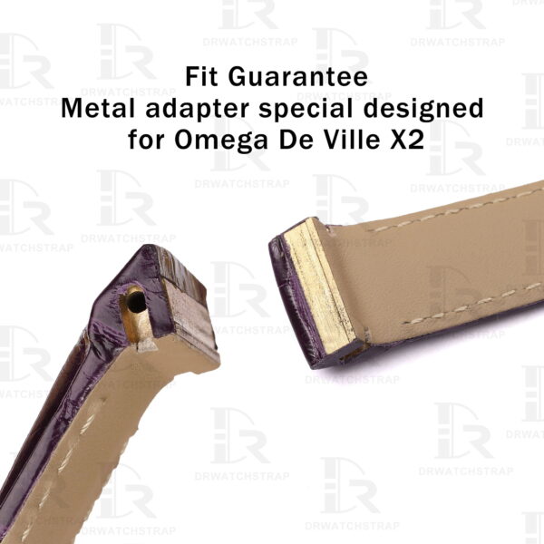 Custom Omega De Ville X2 Purple Belly Scale American Alligator leather strap (3)