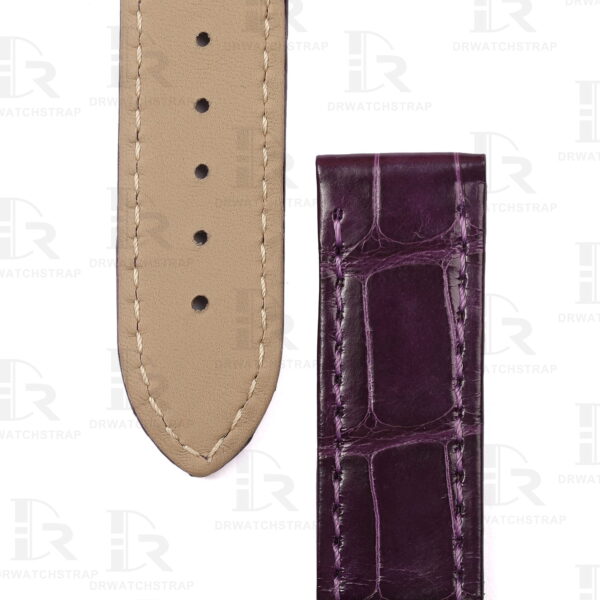 Custom Omega De Ville X2 Purple Belly Scale American Alligator leather strap (4)