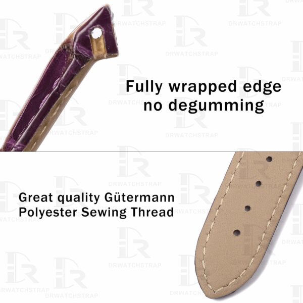 Custom Omega De Ville X2 Purple Belly Scale American Alligator leather strap (6)