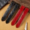 Genuine alligator replacement red black leather handmade quickswitch for Cartier Santos de Cartier strap and watch band for Cartier Medium Large straps