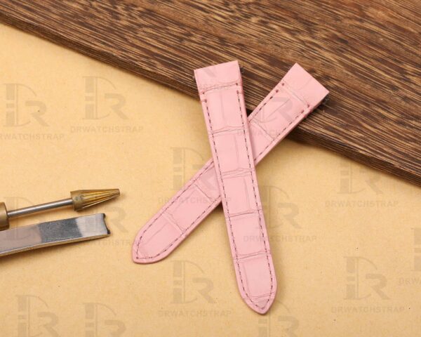 Genuine best quality replacement Grade American Alligator Quickswitch Black leather Cartier Santos watch straps & watchbands for Cartier Santos 100 L XL watches for sale - Grade A crocodile custo (