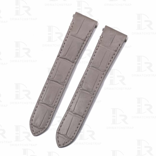Quickswitch custom genuine alligator Grey leather watch strap replacement for Cartier Santos