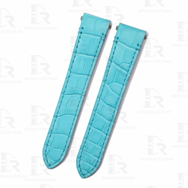 Quickswitch custom genuine alligator Sky blue leather watch strap replacement for Cartier Santos