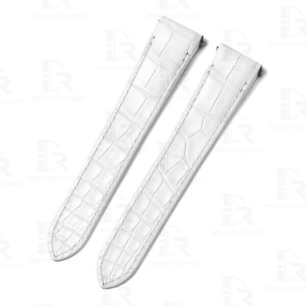 Quickswitch white alligator leather Cartier Santos strap