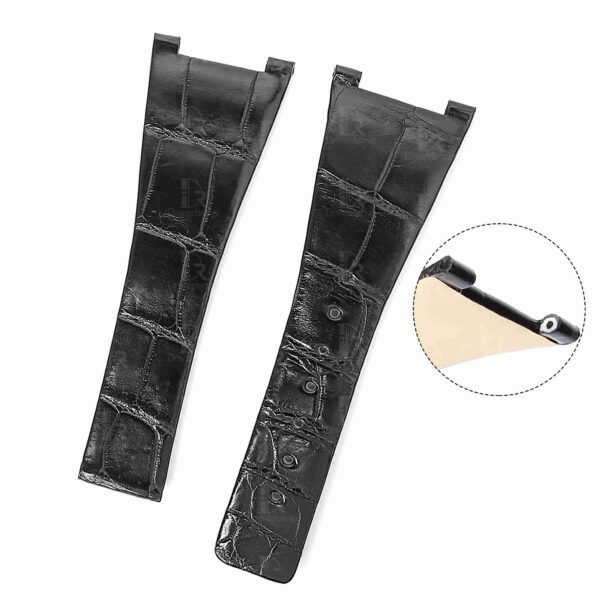 Omega Constellation black leather strap replacement best quality material alligator crocodile aftermarket Omega watch band for sale - High-end watchbands for Omega luxury watches