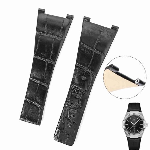 Omega Constellation leather strap replacement best quality material alligator crocodile aftermarket Omega watch band for sale - High-end watchband for Omega luxury watches