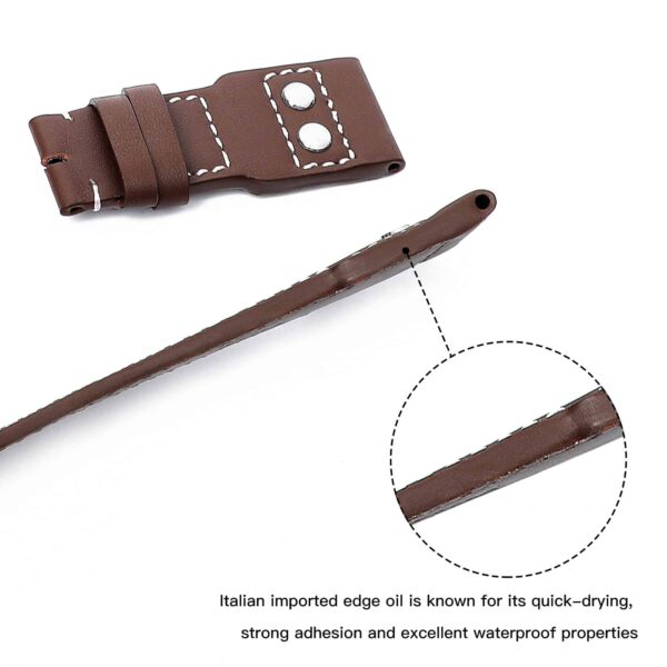 Replacement IWC watch band - IWC Big Pilot strap 22mm 21mm Black leather strap with rivets