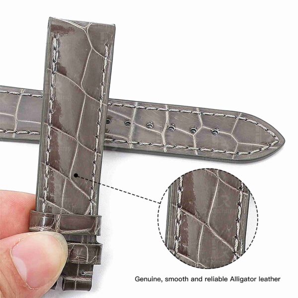 Chopard Happy sport watch band grey leather replacement for sale 15mm 18mm