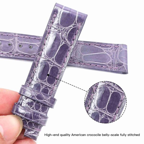 Chopard Happy sport watch band purple leather replacement for sale 15mm 18mm