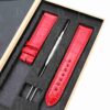 In stock - 16mm Red Alligator leather strap for Hermes Cape Cod | Heure H