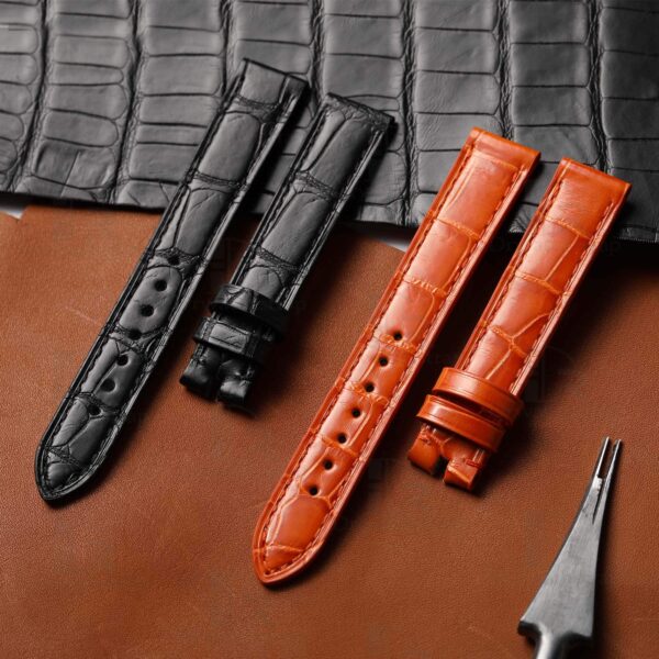 Buy custom Chopard Happy Sport Black Alligator leather strap 18mm 15mm High-glossy for sale (2)