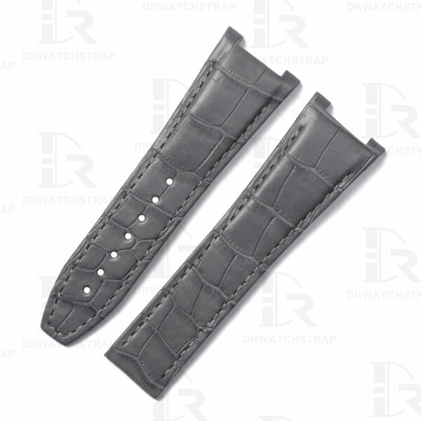 Custom Omega Constellation Dark Gray leather strap replacement best quality material alligator crocodile aftermarket Omega watch band for sale - High-end watchbands for Omega luxury watch
