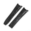Custom Omega Constellation black leather strap replacement best quality material alligator crocodile aftermarket Omega watch band for sale - High-end watchbands for Omega luxury watch (1)