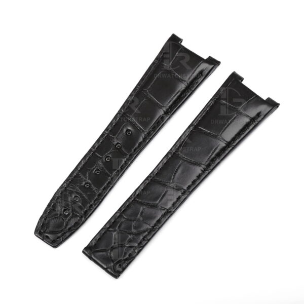 Custom Omega Constellation black leather strap replacement best quality material alligator crocodile aftermarket Omega watch band for sale - High-end watchbands for Omega luxury watch (1)