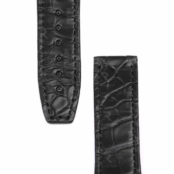 Custom Omega Constellation black leather strap replacement best quality material alligator crocodile aftermarket Omega watch band for sale - High-end watchbands for Omega luxury watch ( (3)