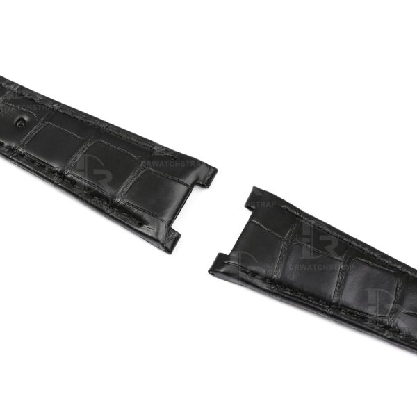 Custom Omega Constellation black leather strap replacement best quality material alligator crocodile aftermarket Omega watchbands for sale - High-end watchbands for Omega luxury watch (