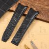 Custom Omega Constellation black leather strap replacement best quality material alligator crocodile aftermarket Omega watchbands for sale - High-end watchbands for Omega luxury watch (1)