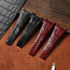 Custom Black Red alligator leather watch strap